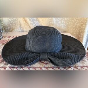 Kooringal Women’s Wide Black Straw Sun Hat with Bow UPF 50